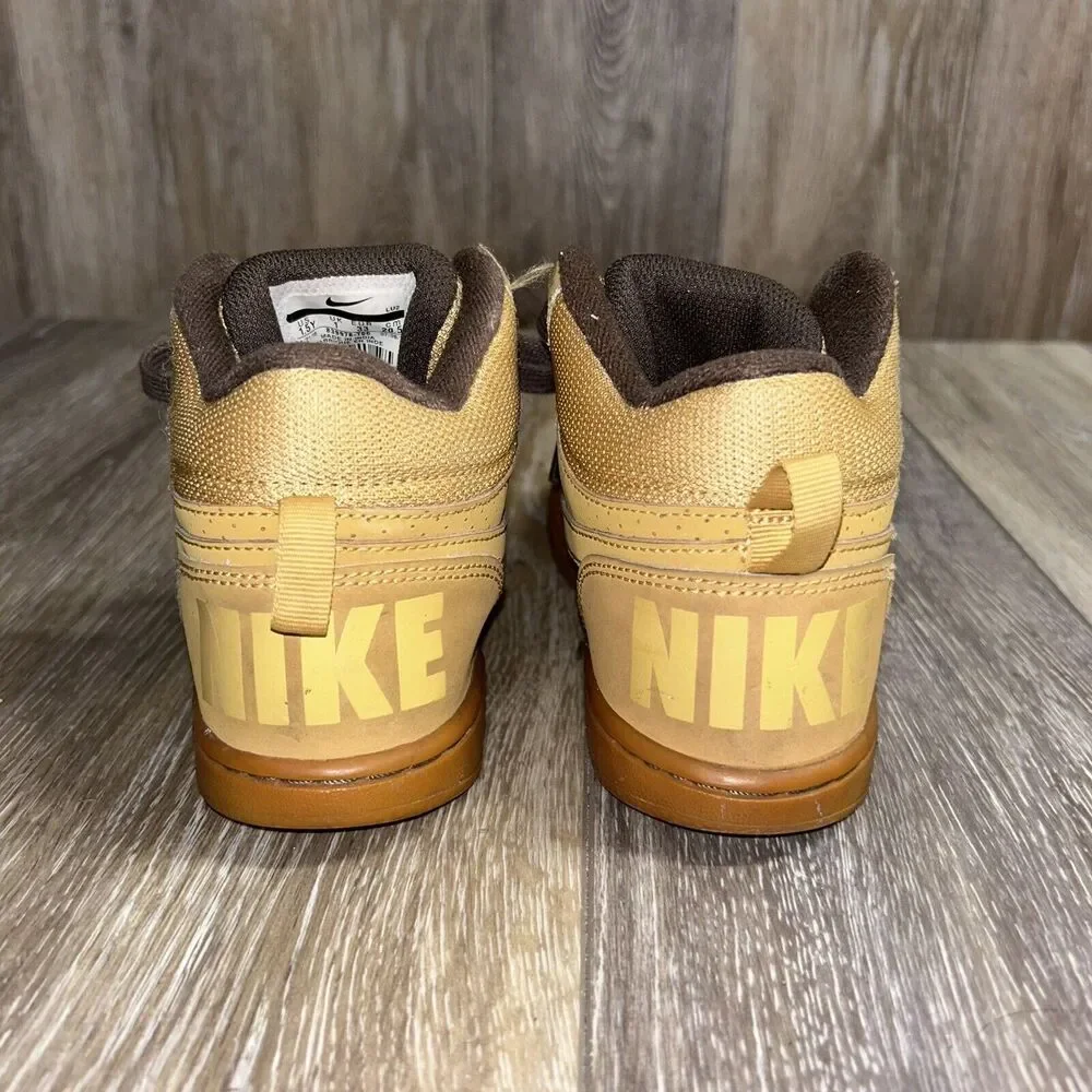 Nike Court Borough Mid Beige Khaki Kids Youth US Size 1.5Y 839978-700 High Top